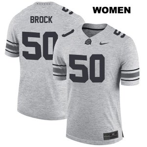 Women's NCAA Ohio State Buckeyes Nathan Brock #50 College Stitched Authentic Nike Gray Football Jersey UO20G03NC